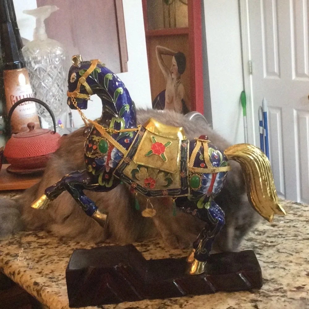 Estate Find Cloisonne Horse On Stand - Picture 6 of 13
